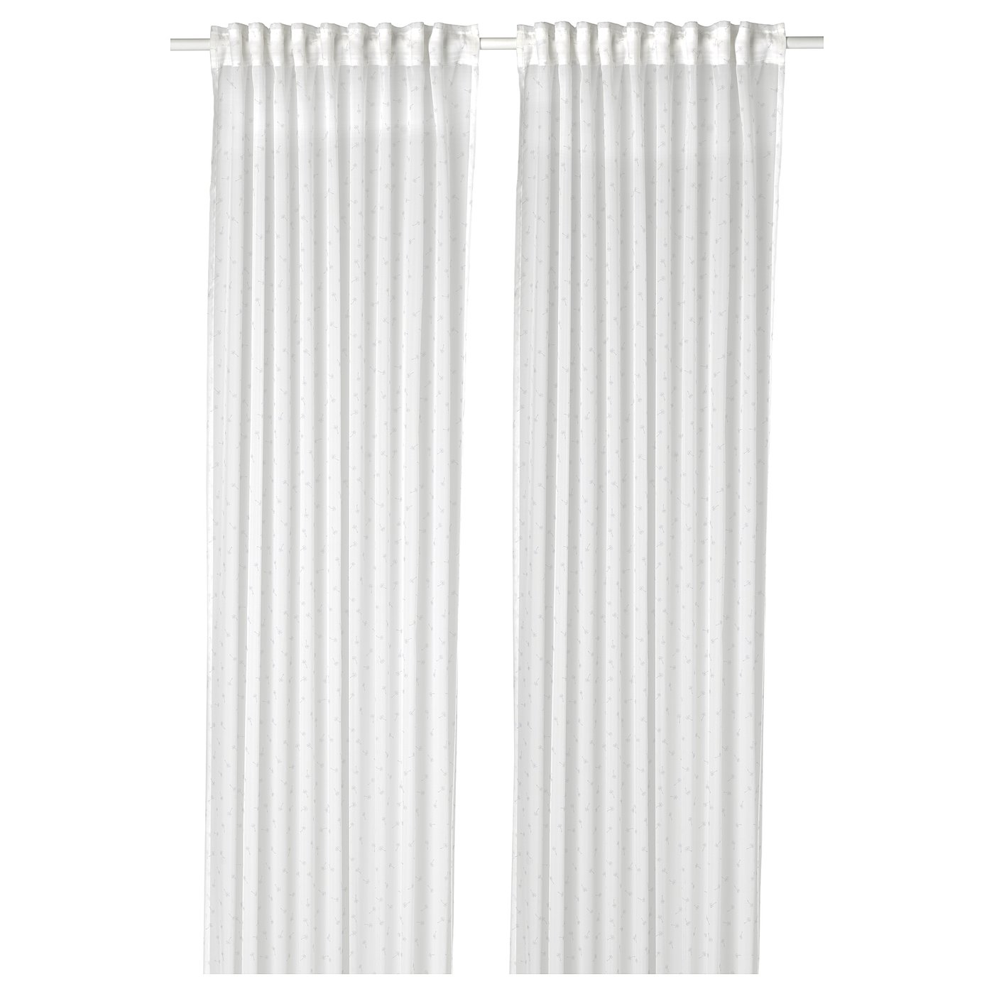 EMMYLINA Sheer curtains, 1 pair White/flowers 145 x 250 cm IKEA