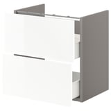 ENHET Base cb f washbasin w 2 drawers, grey/high-gloss white, 60x42x60 cm