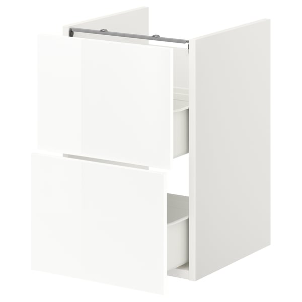 ENHET Base cb f washbasin w 2 drawers, white/high-gloss white, 40x42x60 cm