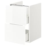 ENHET Base cb f washbasin w 2 drawers, white/high-gloss white, 40x42x60 cm