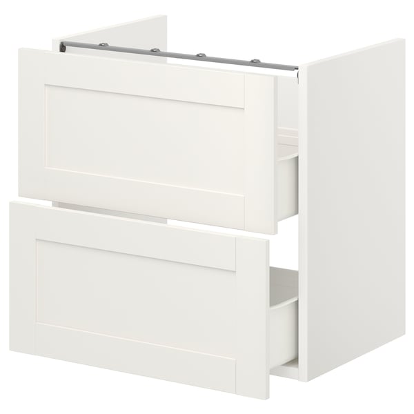 ENHET Base cb f washbasin w 2 drawers, white/white frame, 60x42x60 cm