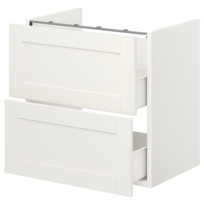 ENHET Base cb f washbasin w 2 drawers, white/white frame, 60x42x60 cm