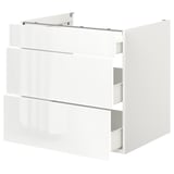 ENHET Base cb w 3 drawers, white/high-gloss white, 80x62x75 cm