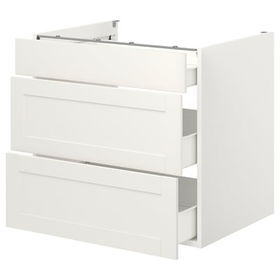 ENHET Base cb w 3 drawers, white/white frame, 80x62x75 cm