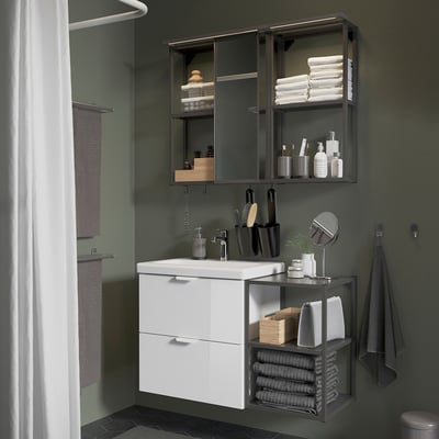 ENHET Bathroom, anthracite/high-gloss white, 102x43x65 cm