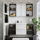 ENHET Bathroom, anthracite/white frame, 140x43x65 cm