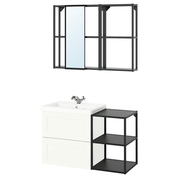 ENHET Bathroom, anthracite/white frame, 102x43x65 cm