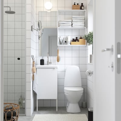 ENHET Bathroom, white/high-gloss white, 44x43x87 cm