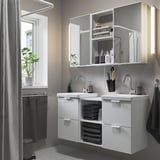 ENHET Bathroom, white/high-gloss white, 124x43x65 cm