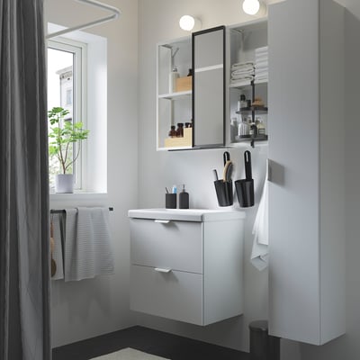 ENHET Bathroom, white/high-gloss white, 64x43x65 cm