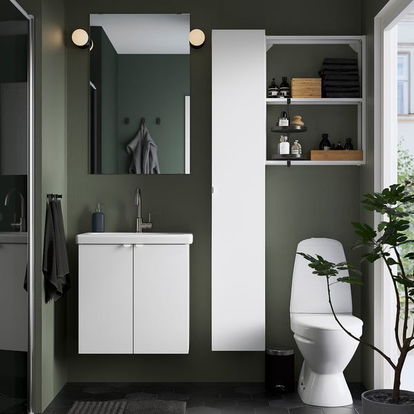ENHET Bathroom, white/high-gloss white, 64x43x65 cm