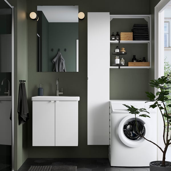 ENHET Bathroom, white/high-gloss white, 64x43x65 cm