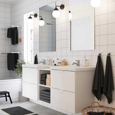 ENHET Bathroom, white/high-gloss white, 164x43x65 cm