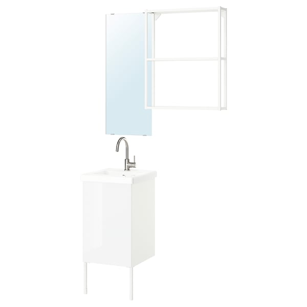 ENHET Bathroom, white/high-gloss white, 44x43x87 cm