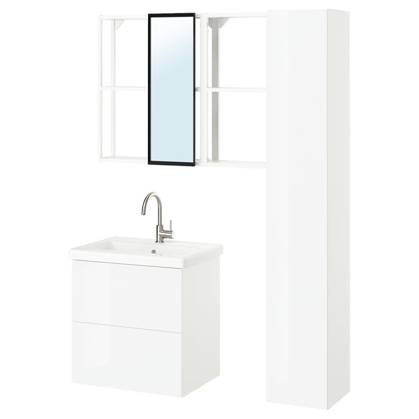ENHET Bathroom, white/high-gloss white, 64x43x65 cm