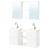 ENHET Bathroom, white/high-gloss white, 124x43x65 cm