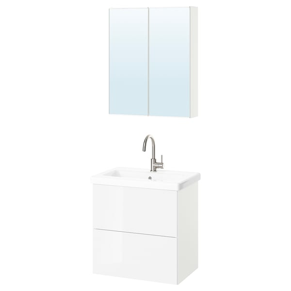 ENHET Bathroom, white/high-gloss white, 64x43x65 cm