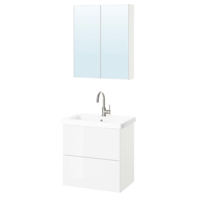ENHET Bathroom, white/high-gloss white, 64x43x65 cm