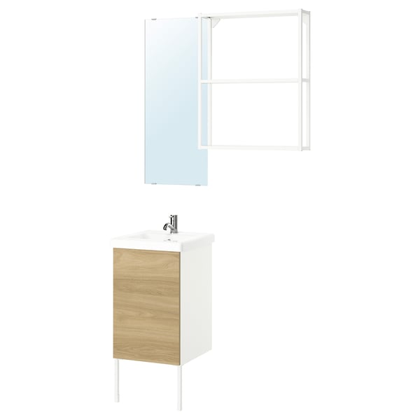 ENHET Bathroom, white/oak effect, 44x43x87 cm