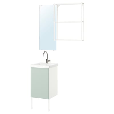 ENHET Bathroom, white/pale grey-green, 44x43x87 cm