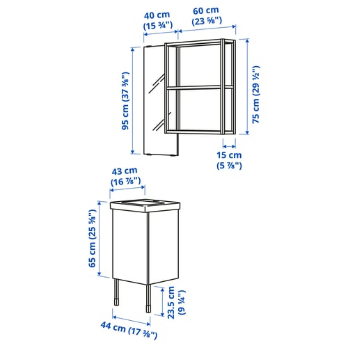 ENHET Bathroom, white, 44x43x87 cm
