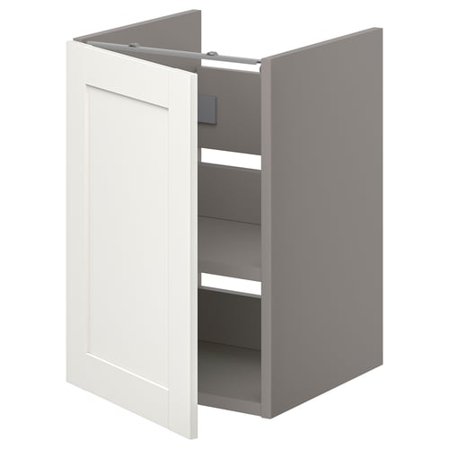 White ENHET cabinet with shelf; modern design, easy assembly.
