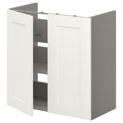 ENHET Bs cb f wb w shlf/doors, grey/white frame, 60x32x60 cm