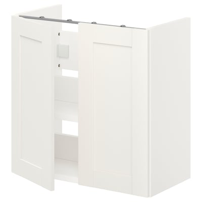 ENHET Bs cb f wb w shlf/doors, white/white frame, 60x32x60 cm