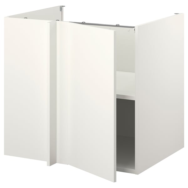 ENHET Corner base cabinet, white/white, 107x69x75 cm