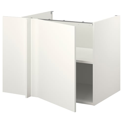 White ENHET storage cabinet with shelves. Modern, rectangular, glossy design.