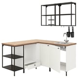 ENHET Corner kitchen, anthracite/white frame