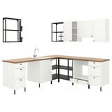 ENHET Corner kitchen, anthracite/white frame