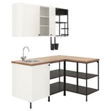 ENHET Corner kitchen, anthracite/white frame