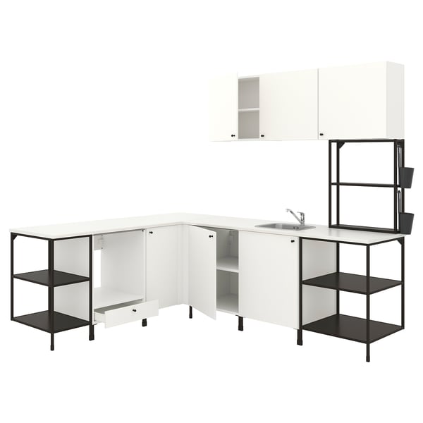 ENHET corner kitchen, anthracite/white IKEA