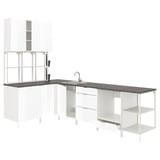 ENHET Corner kitchen, white/high-gloss white