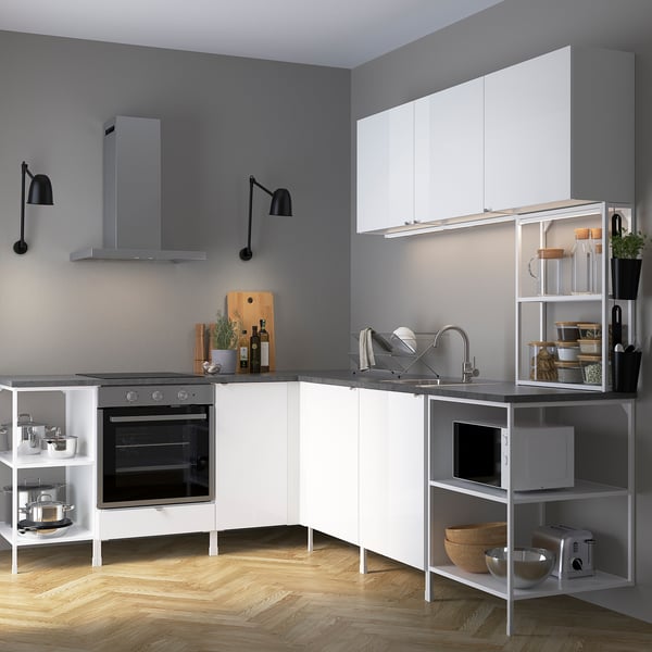 Enhet Corner Kitchen White High Gloss White Ikea