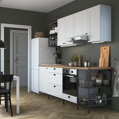 ENHET Kitchen, anthracite/white frame, 243x63.5x222 cm