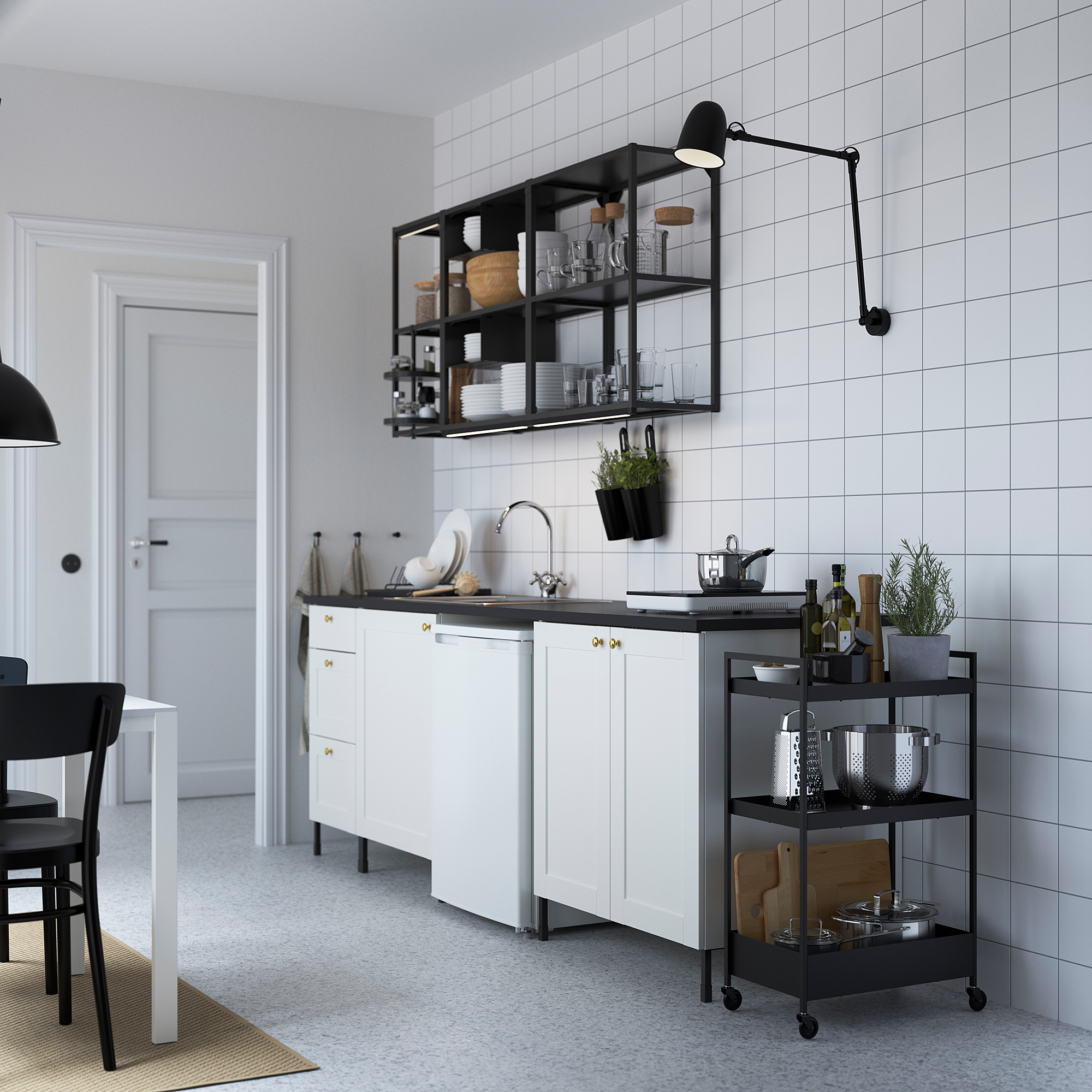 ENHET Kitchen anthracite/white frame IKEA