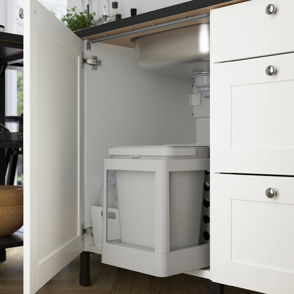 ENHET Kitchen, anthracite/white frame, 243x63.5x241 cm