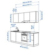ENHET Kitchen, pale grey-green, 243x63.5x222 cm