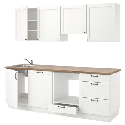 ENHET Kitchen, white frame, 243x63.5x222 cm