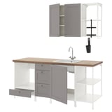 ENHET Kitchen, white/grey frame, 203x63.5x222 cm