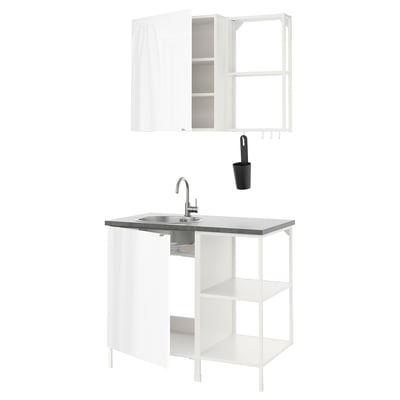 ENHET Kitchen, white/high-gloss white, 103x63.5x222 cm