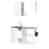ENHET Kitchen, white/high-gloss white, 123x63.5x222 cm