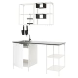 ENHET Kitchen, white/high-gloss white, 163x63.5x222 cm