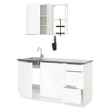 ENHET Kitchen, white/high-gloss white, 163x63.5x222 cm