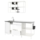 ENHET Kitchen, white/high-gloss white, 183x63.5x222 cm