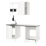 ENHET Kitchen, white/high-gloss white, 183x63.5x222 cm