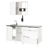 ENHET Kitchen, white/high-gloss white, 183x63.5x222 cm