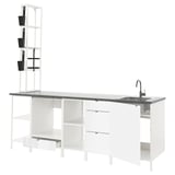 ENHET Kitchen, white/high-gloss white, 243x63.5x241 cm